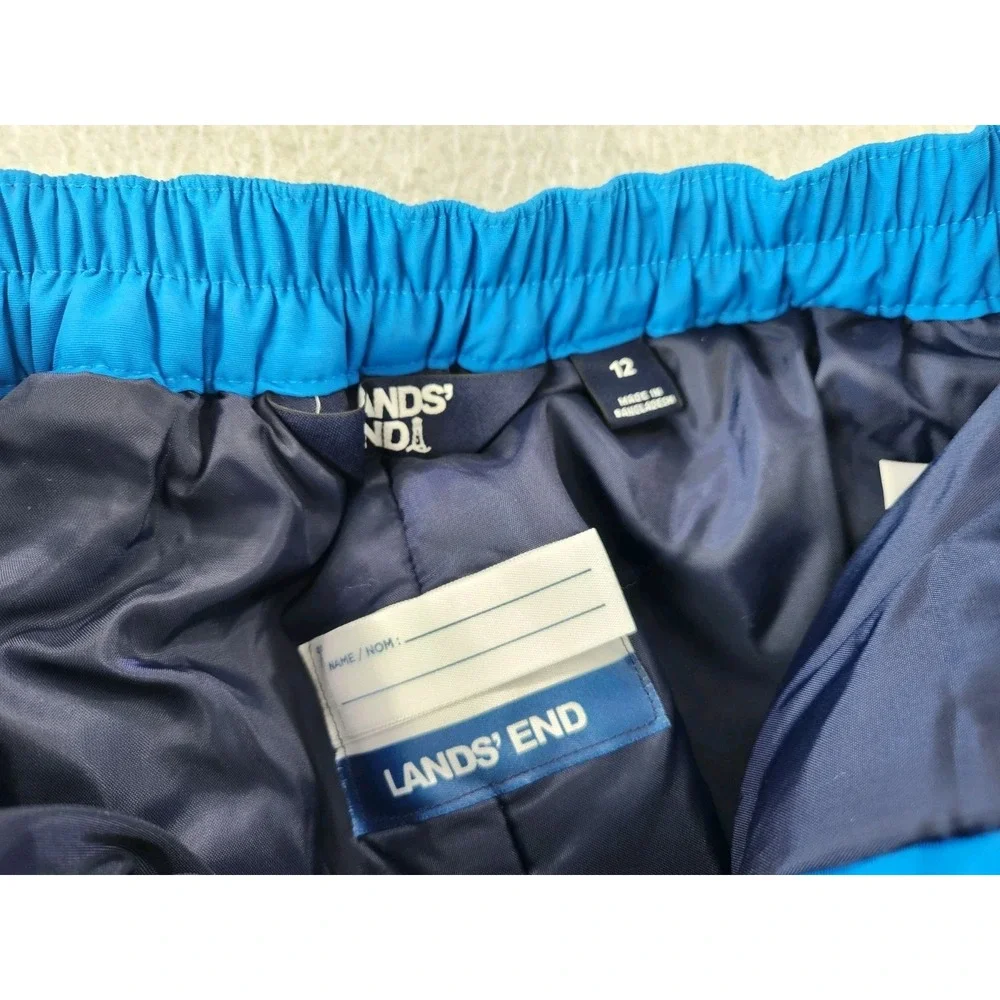 Lands End Kids Blue Ski Snow Pants Ski‎ Grow Cuffs Water Resistant Lined SZ 12